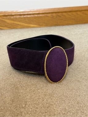 Nan Lewis vintage purple and gold tone belt suede statement small medium